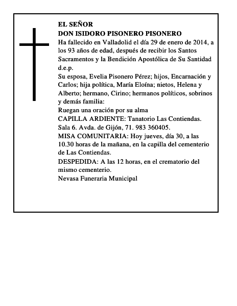 Don Isidoro Pisonero Pisonero