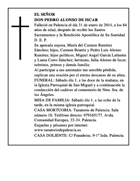Don Pedro Alonso de Iscar