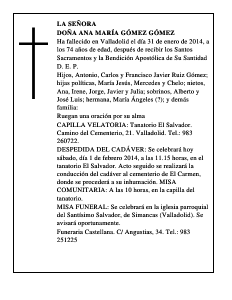 Doña Ana María Gómez Gómez