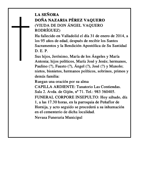 Doña Nazaria Pérez Vaquero