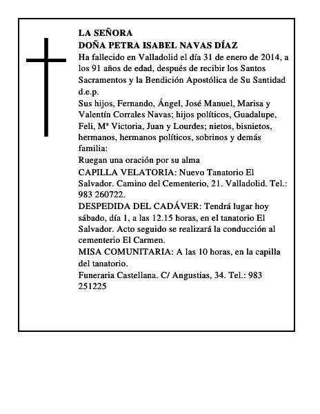 Doña Petra Isabel Navas Díaz