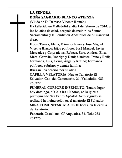 Doña Sagrario Blanco Atienza