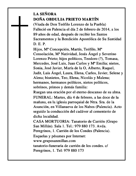 Doña Obdulia Prieto Martín