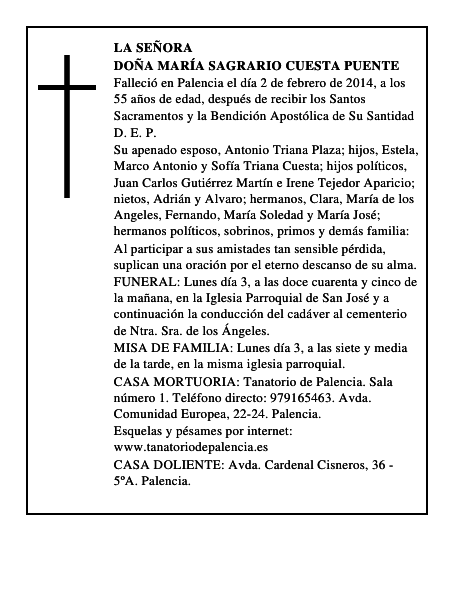Doña María Sagrario Cuesta Puente