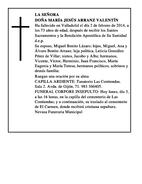 Doña María Jesús Arranz Valentín