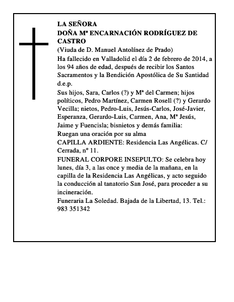 Doña Mª Encarnación Rodríguez de Castro