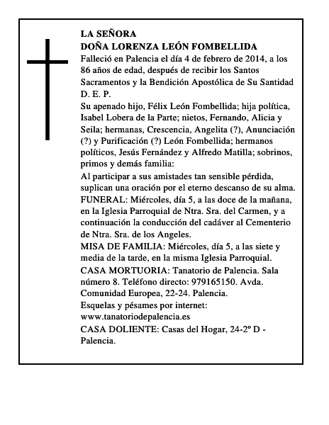 Doña Lorenza León Fombellida