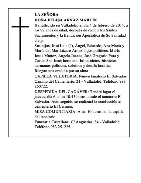 Doña Felisa Arnaz Martín