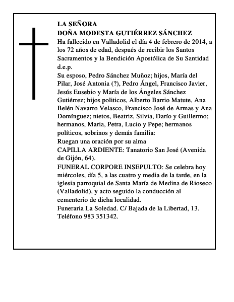 Doña Modesta Gutiérrez Sánchez