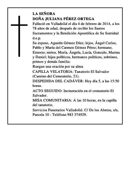 Doña Juliana Pérez Ortega