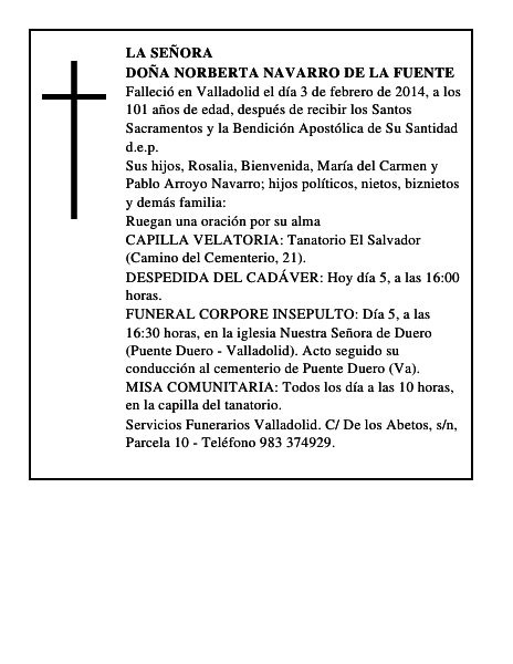 Doña Norberta Navarro de la Fuente