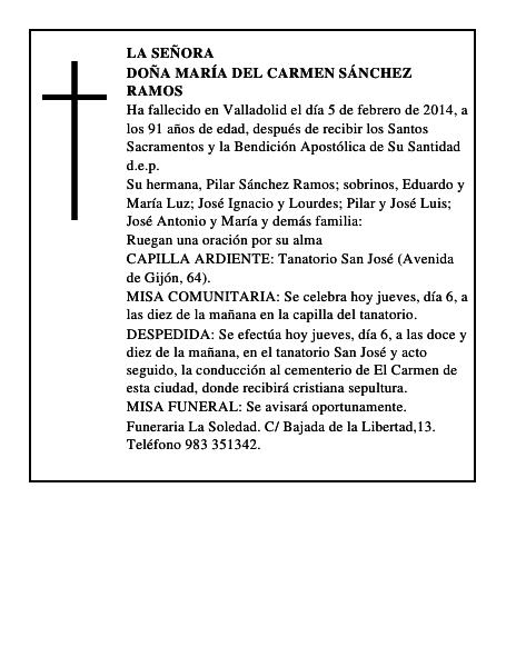 Doña María del Carmen Sánchez Ramos