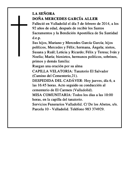 Doña Mercedes García Aller
