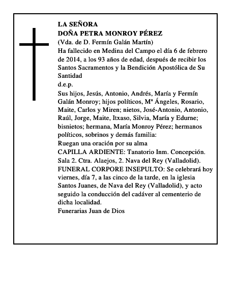 Doña Petra Monroy Pérez
