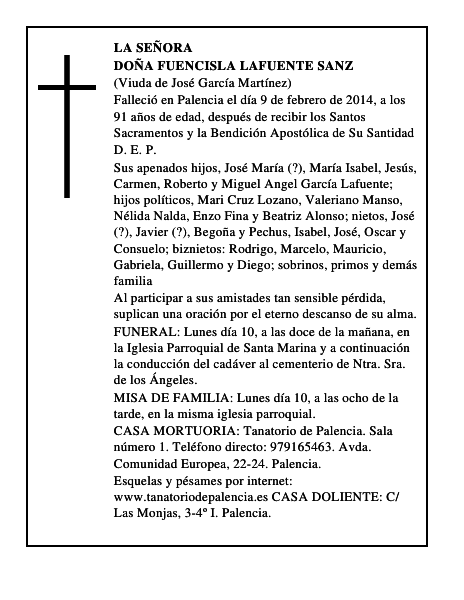 Doña Fuencisla Lafuente Sanz