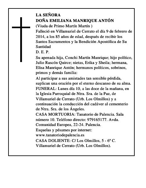 Doña Emiliana Manrique Antón