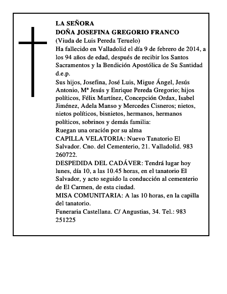 Doña Josefina Gregorio Franco