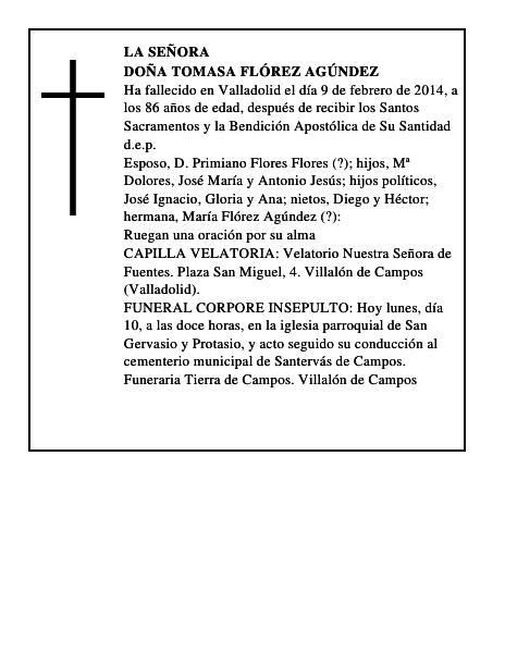 Doña Tomasa Flórez Agúndez