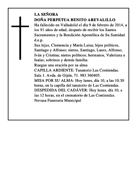 Doña Perpetua Benito Arevalillo