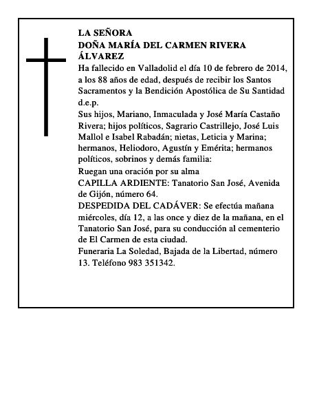 Doña María del Carmen Rivera Álvarez
