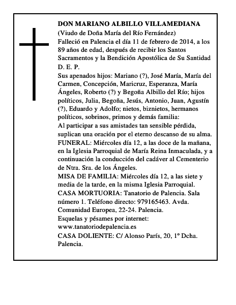 Don Mariano Albillo Villamediana
