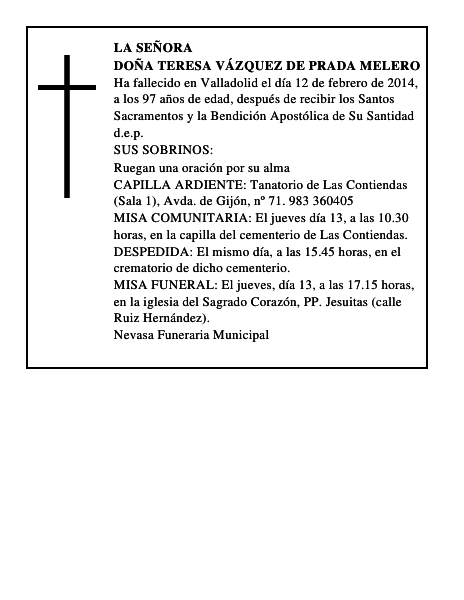 Doña Teresa Vázquez de Prada Melero