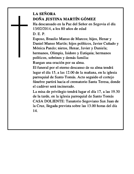 Doña Justina Martín Gómez
