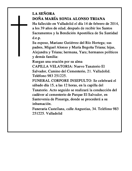 Doña María Sonia Alonso Triana