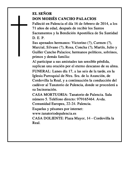 Don Moisés Cancho Palacios