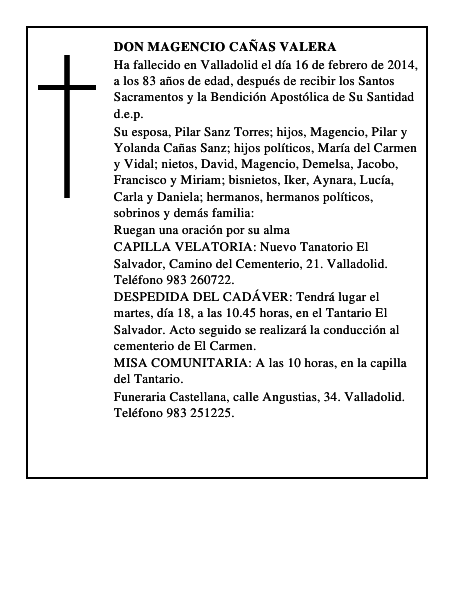 Don Magencio Cañas Valera