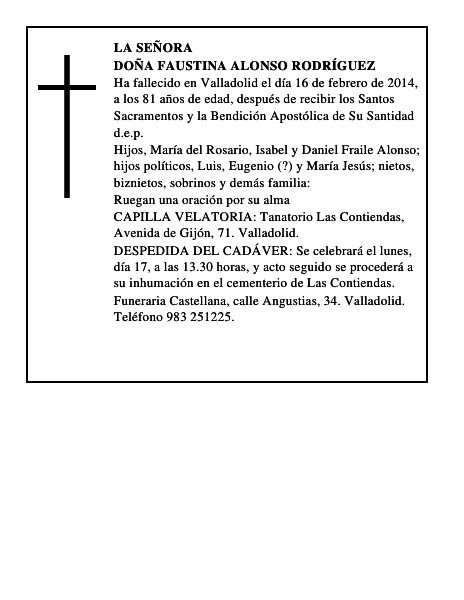 Doña Faustina Alonso Rodríguez