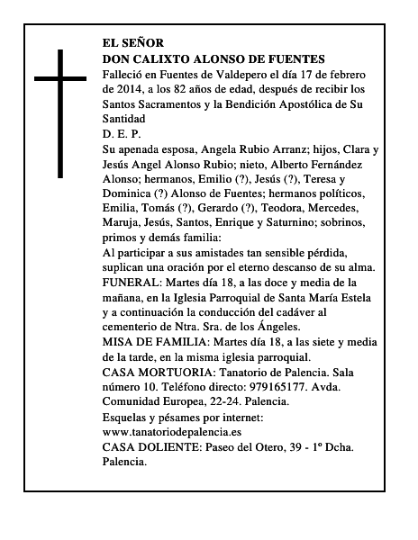 Don Calixto Alonso de Fuentes