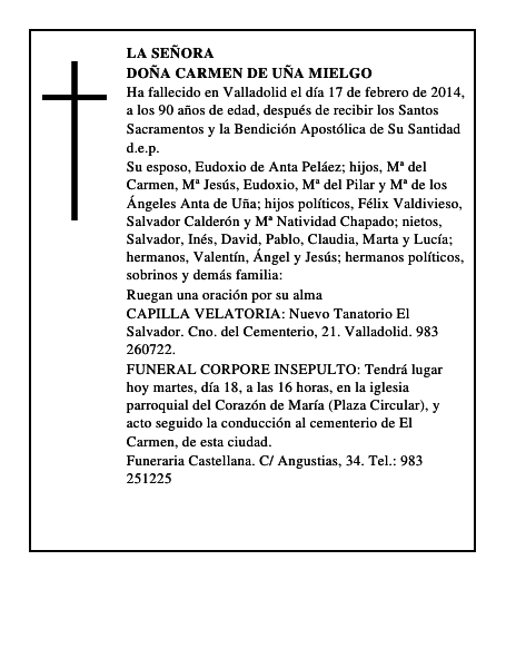Doña Carmen de Uña Mielgo
