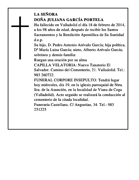 Doña Juliana García Portela
