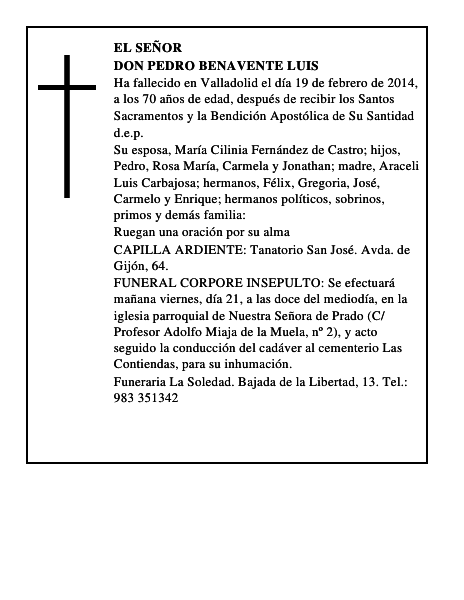 Don Pedro Benavente Luis