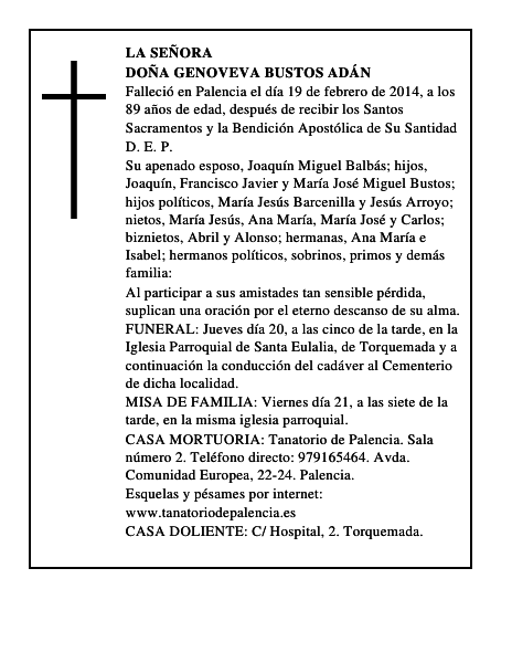 Doña Genoveva Bustos Adán
