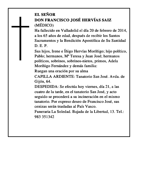 Don Francisco José Hervías Saiz