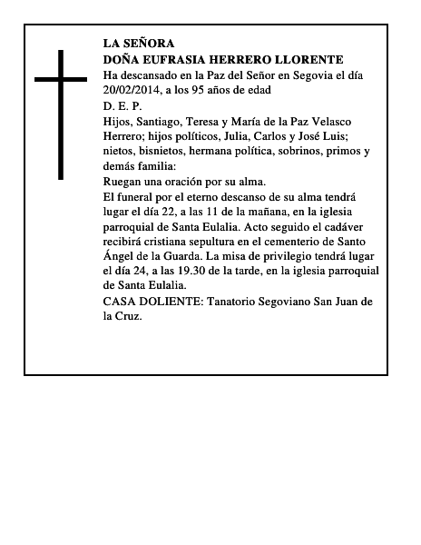 Doña Eufrasia Herrero Llorente