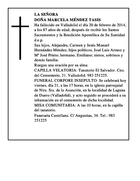 Doña Marcela Méndez Tasis