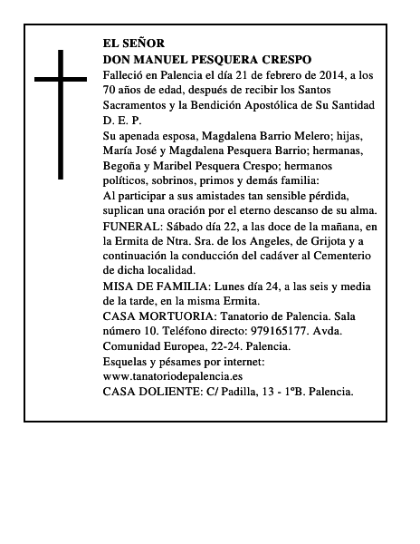 Don Manuel Pesquera Crespo