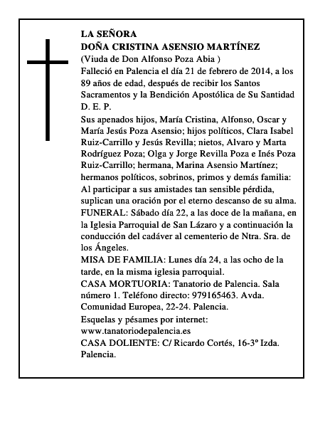 Doña Cristina Asensio Martínez