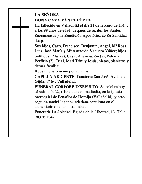 Doña Caya Yáñez Pérez