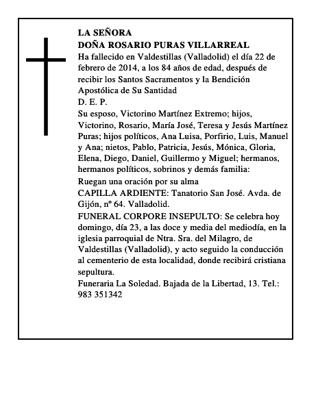 Doña Rosario Puras Villarreal