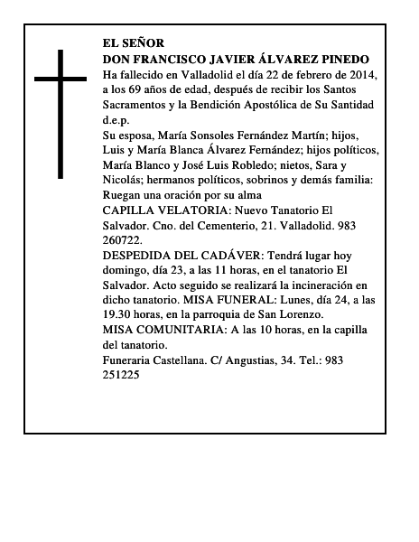 Don Francisco Javier Álvarez Pinedo
