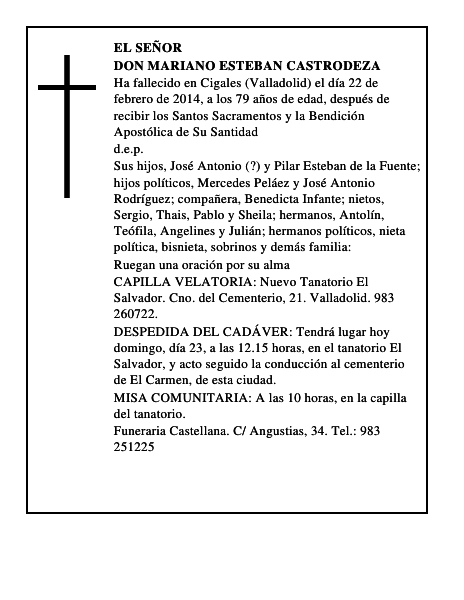 Don Mariano Esteban Castrodeza