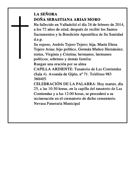 Doña Sebastiana Arias Moro