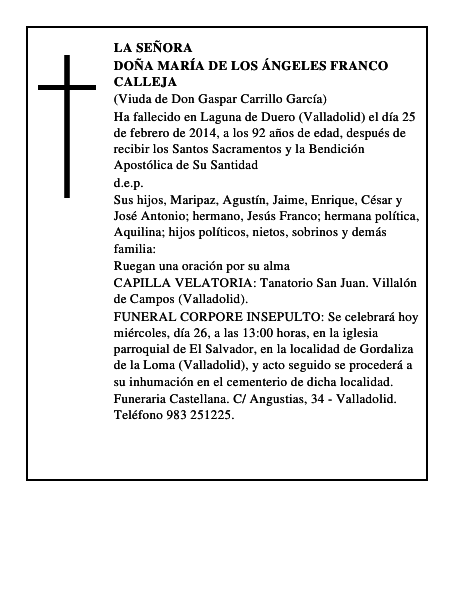 Doña María de los Ángeles Franco Calleja