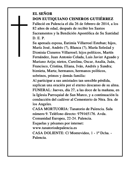 Don Eutiquiano Cisneros Gutiérrez
