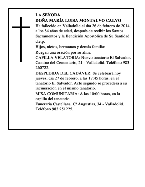 Doña María Luisa Montalvo Calvo