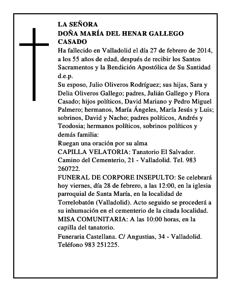 Doña María del Henar Gallego Casado